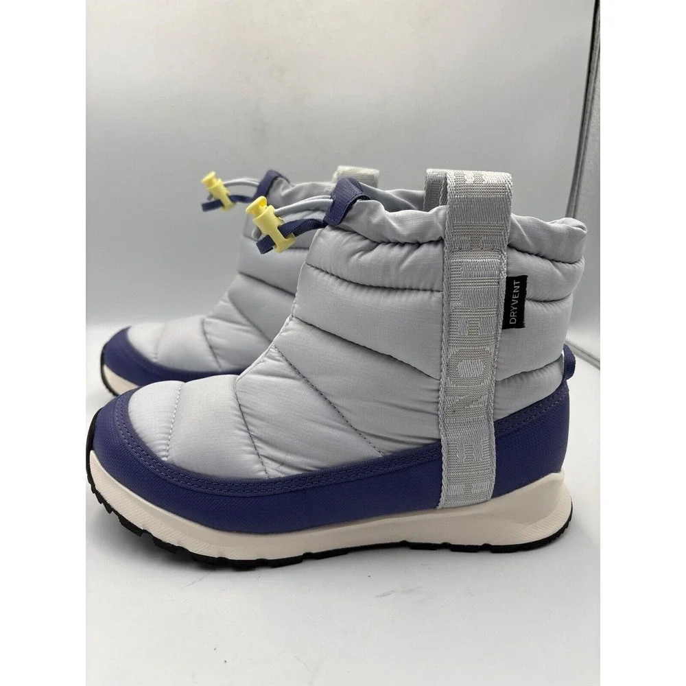 The North Face Big Kids Thermoball Blue and Gray Snow Boots Waterproof‎ Size 4